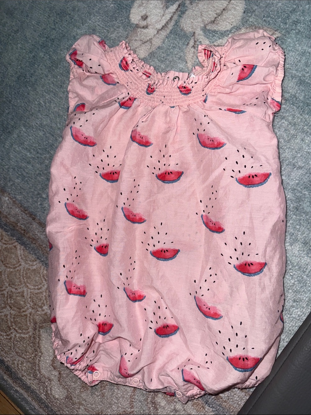 Girls Pink Ruffle Smocked Dress with Floral Accent